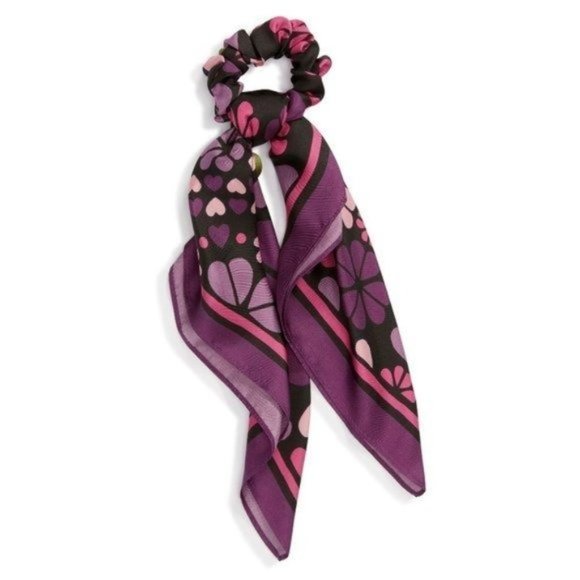 KATE SPADE Spade Clover Patchwork Silk Convertible Hair Tie & Bandana NWT - Picture 7 of 10